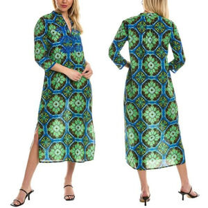 RO'S GARDEN Green Blue Kurta Dress Midi Maxi Sz XS